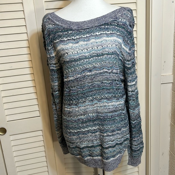 NWT C.J. BANKS 1X lavender and blue toned lightweight sweater - Picture 1 of 7
